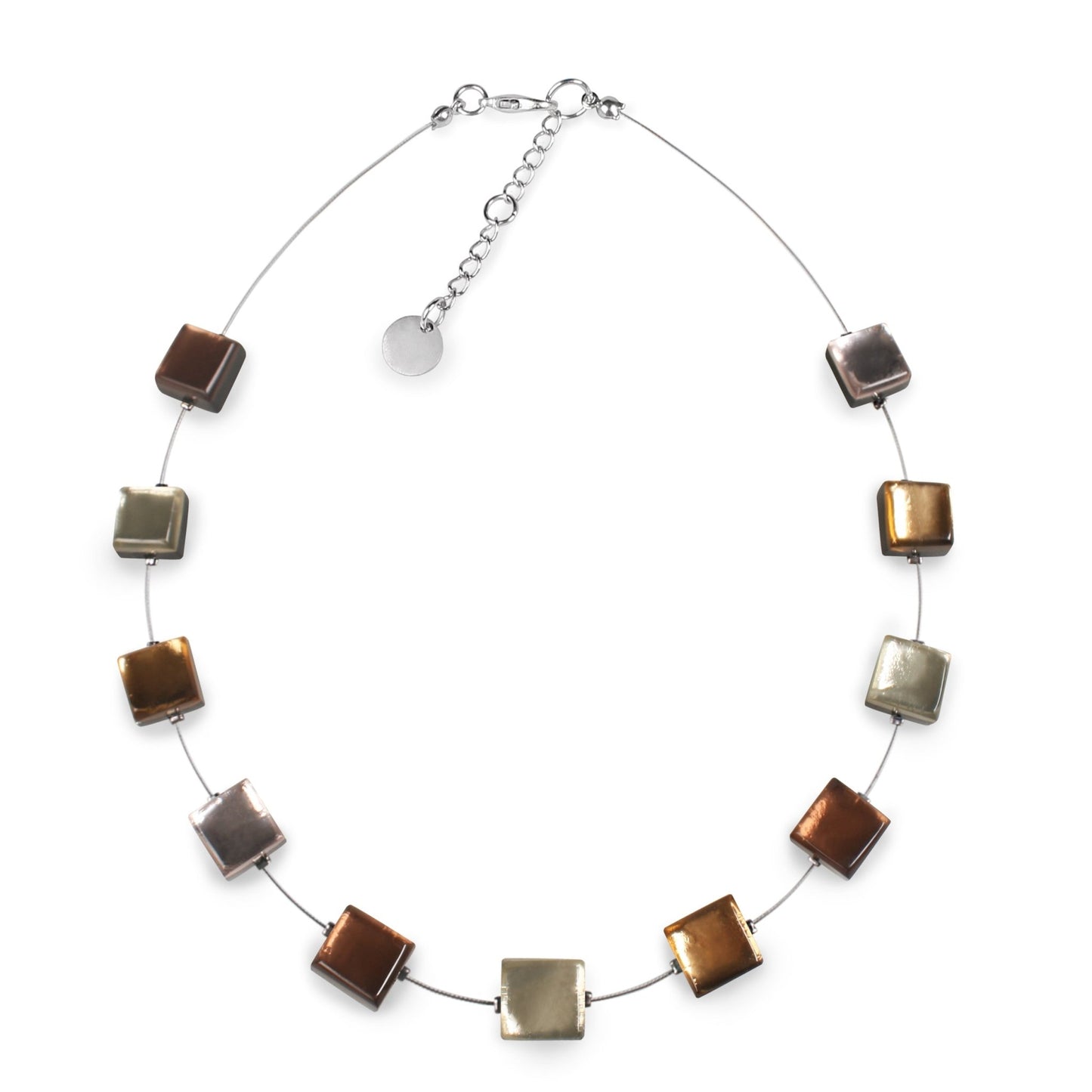 Mink Square Buttons Necklace | The Jewellery Stop