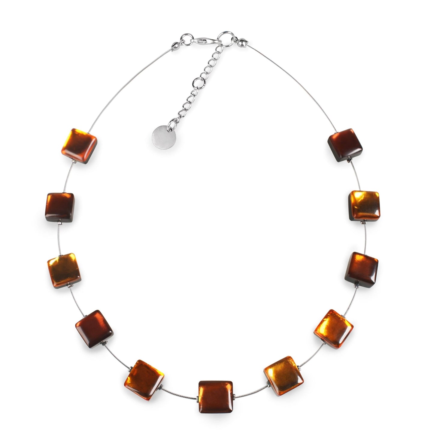 Paprika Square Buttons Necklace | The Jewellery Stop