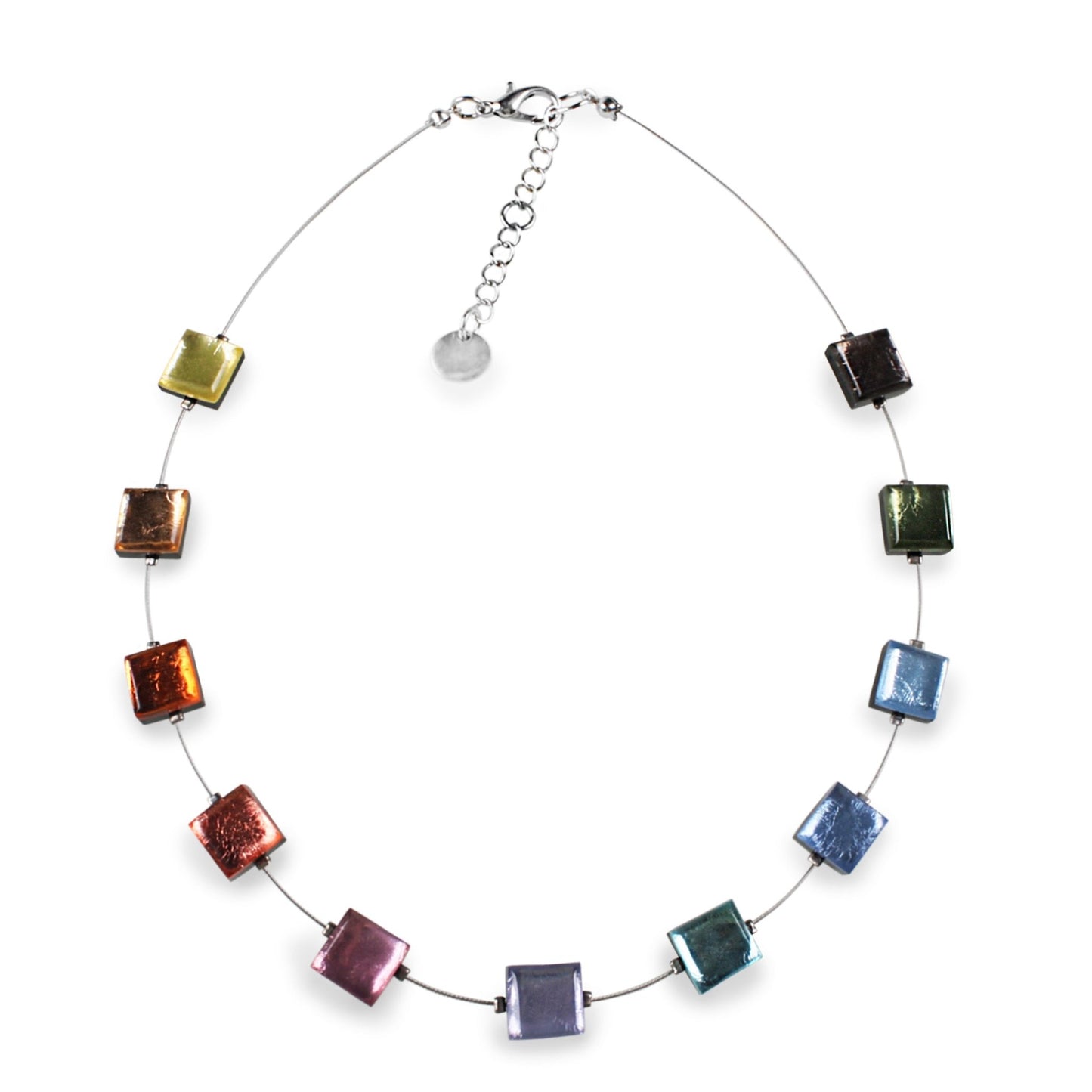 Pastels Square Buttons Necklace | The Jewellery Stop