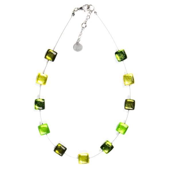 Peridot Square Buttons Necklace | The Jewellery Stop