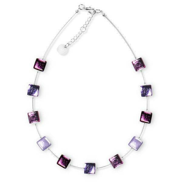 Purple Square Buttons Necklace | The Jewellery Stop