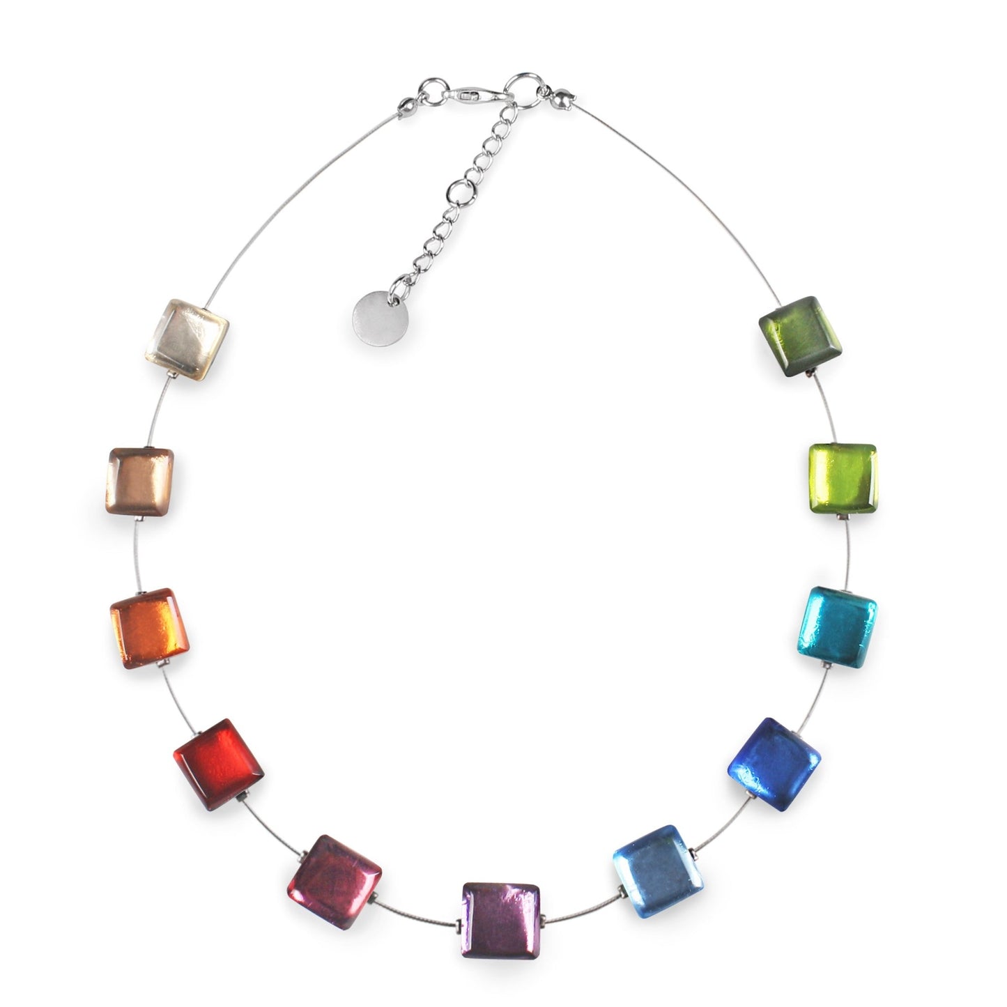 Rainbow Square Buttons Necklace | The Jewellery Stop