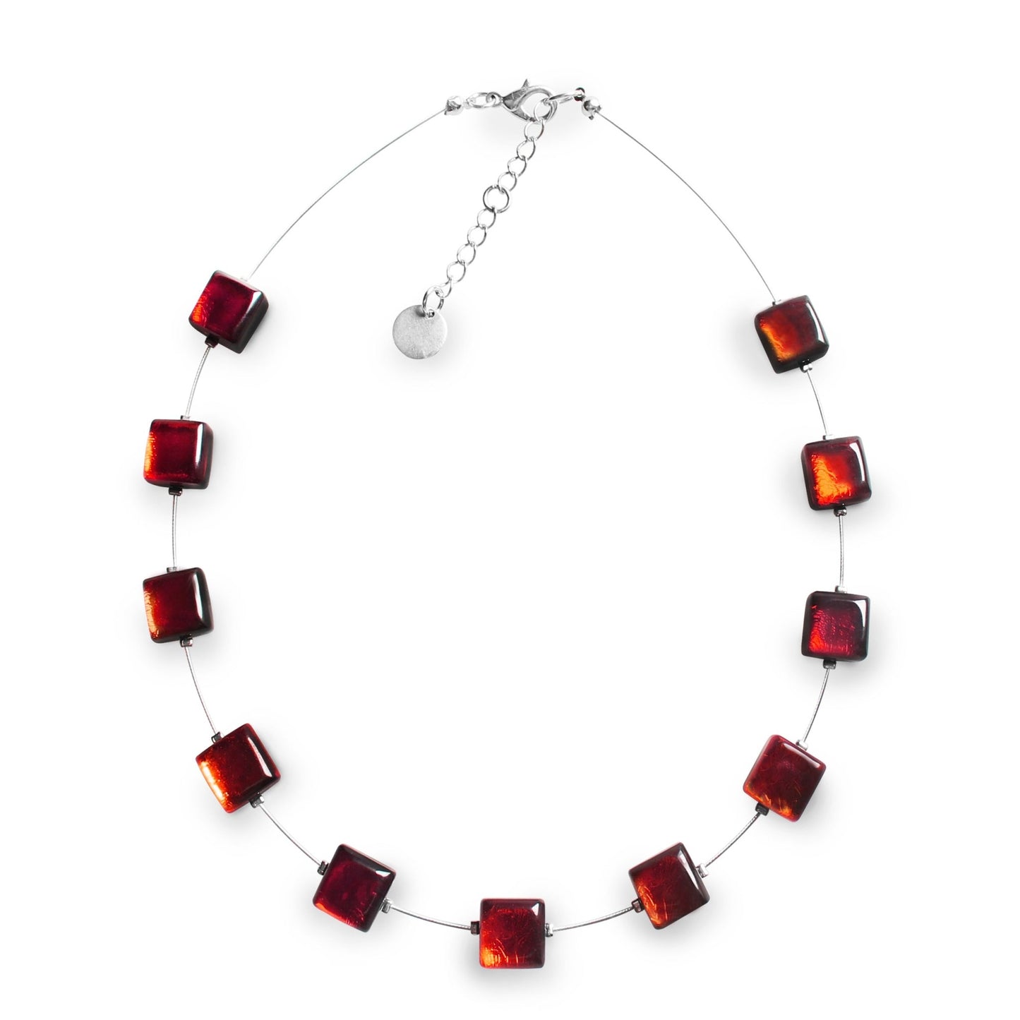 Red Square Buttons Necklace | The Jewellery Stop