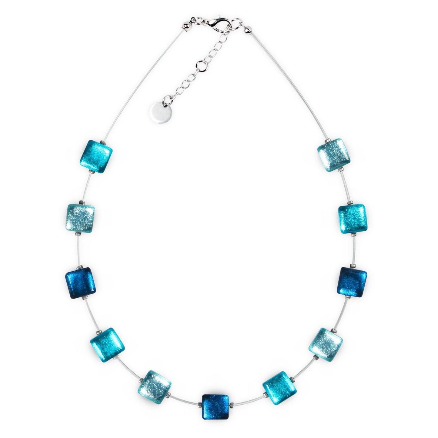 Teal Square Buttons Necklace | The Jewellery Stop