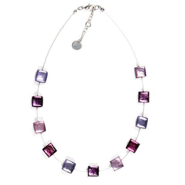 Violet Square Buttons Necklace | The Jewellery Stop