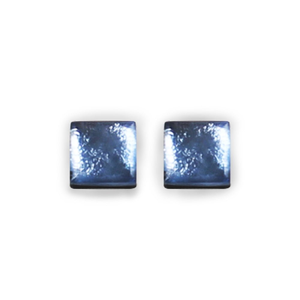 Denim Square Buttons Stud Earrings | The Jewellery Stop
