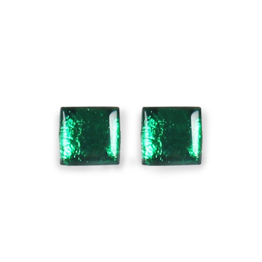 Emerald Square Buttons Stud Earrings | The Jewellery Stop