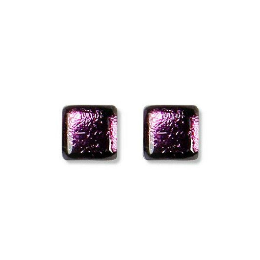 Purple Square Buttons Stud Earrings | The Jewellery Stop