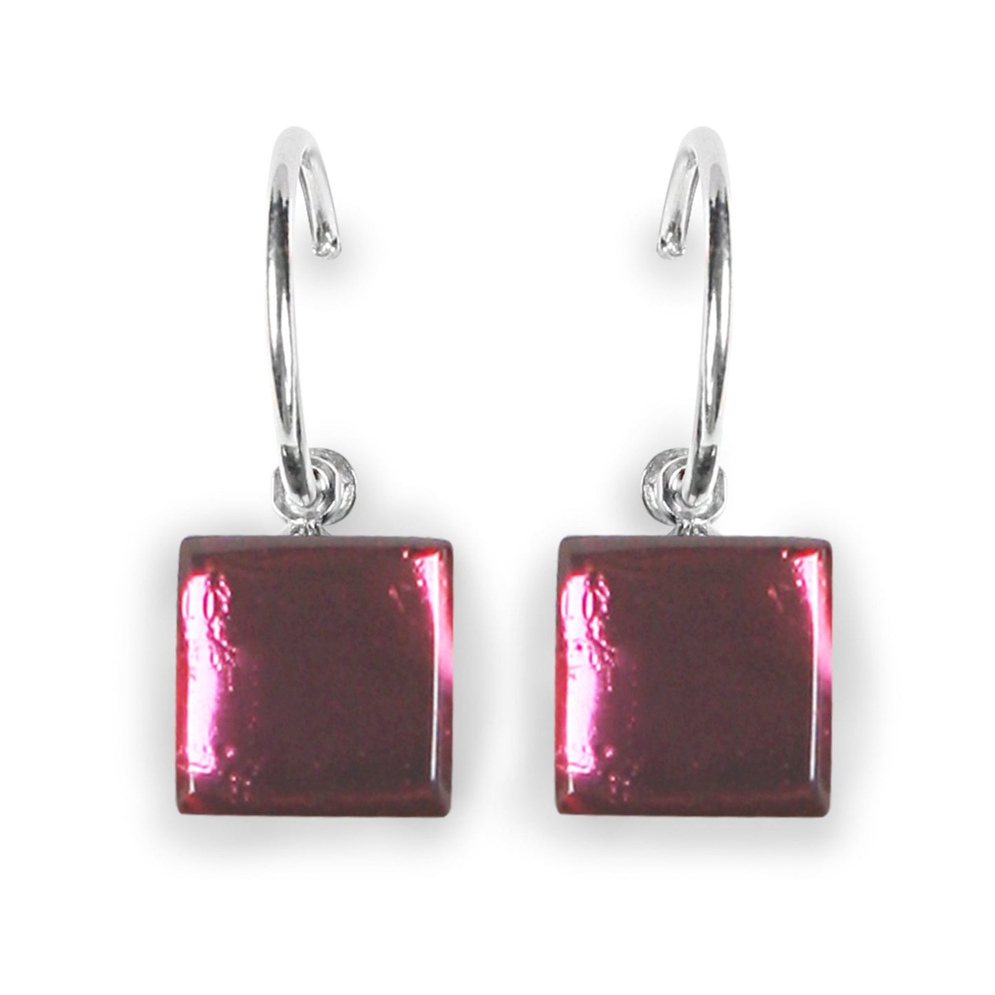 Blackberry Square Buttons Creole Earrings | The Jewellery Stop