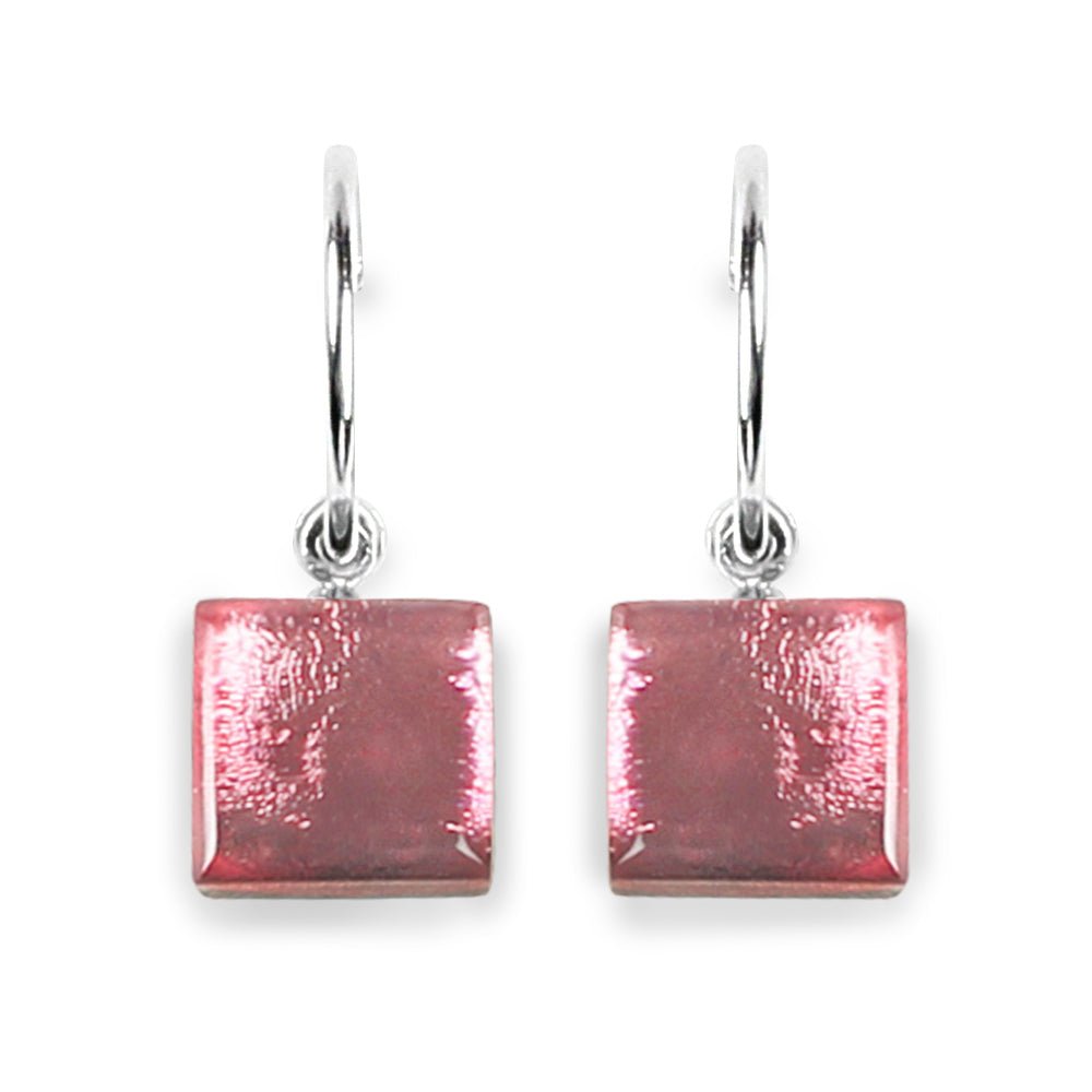 Blush Square Buttons Creole Earrings | The Jewellery Stop