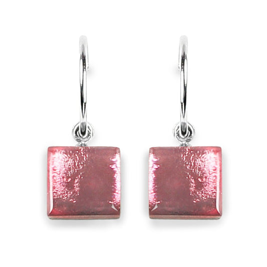Blush Square Buttons Creole Earrings | The Jewellery Stop