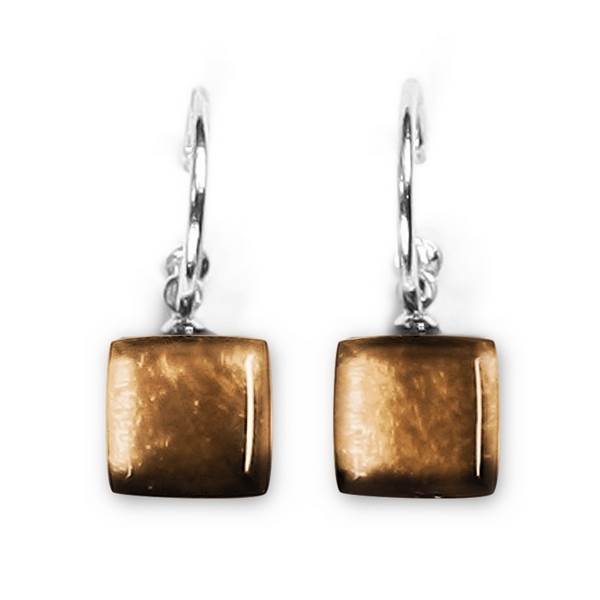 Caramel Square Buttons Creole Earrings | The Jewellery Stop