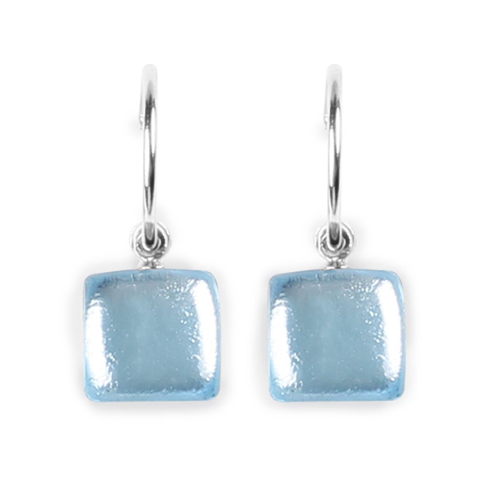 Ice Square Buttons Creole Earrings | The Jewellery Stop