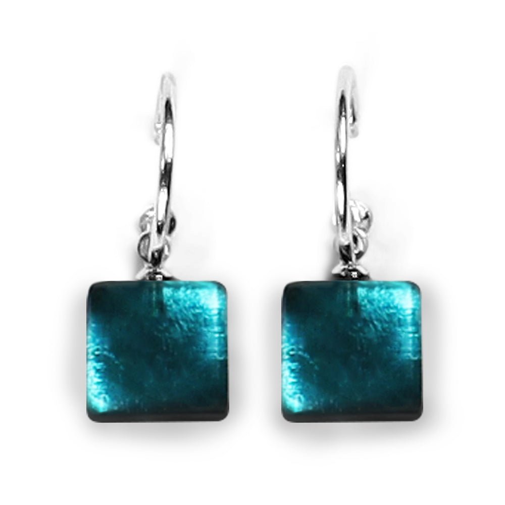 Jade Square Buttons Creole Earrings | The Jewellery Stop