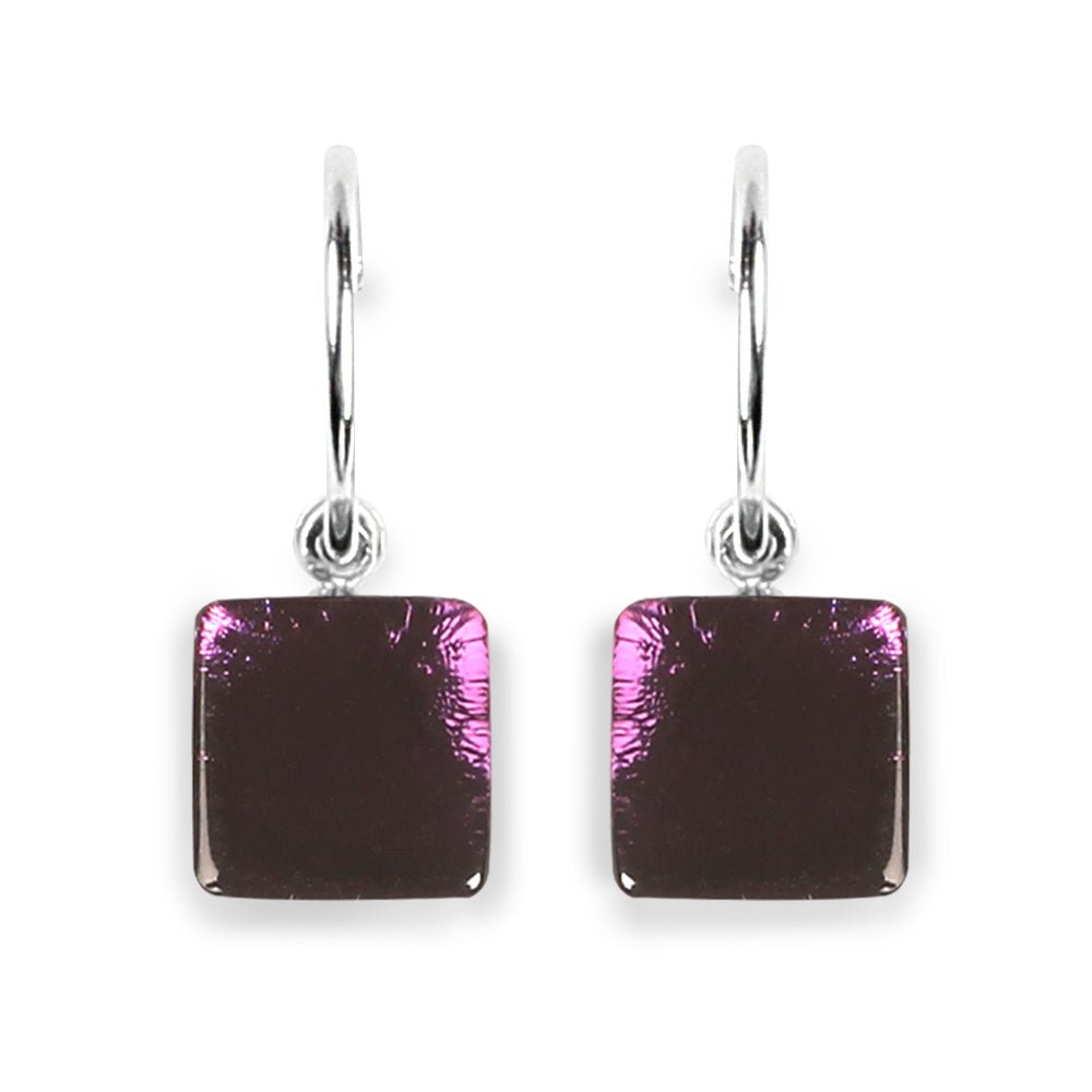 Kingfisher Square Buttons Creole Earrings | The Jewellery Stop