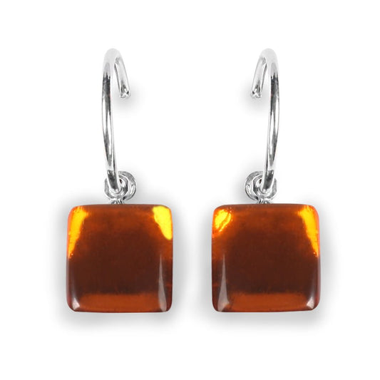 Paprika Square Buttons Creole Earrings | The Jewellery Stop