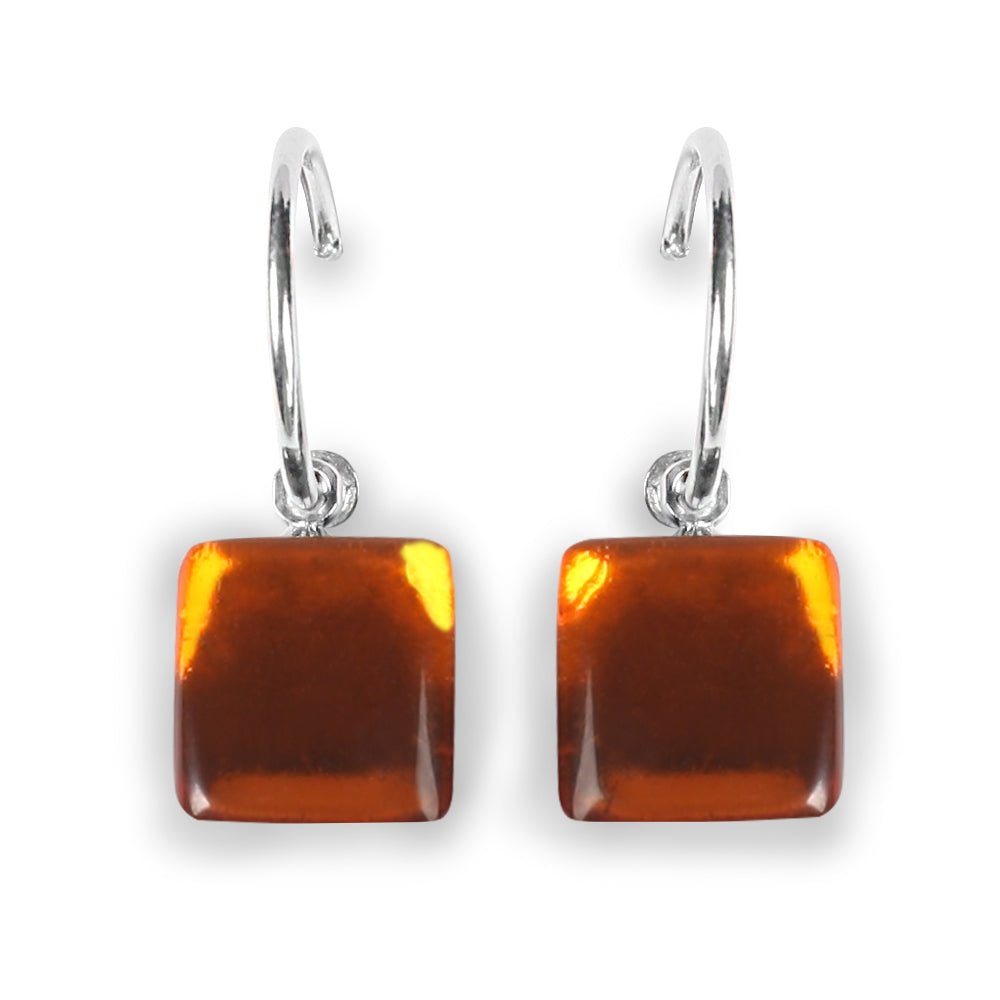 Paprika Square Buttons Creole Earrings | The Jewellery Stop