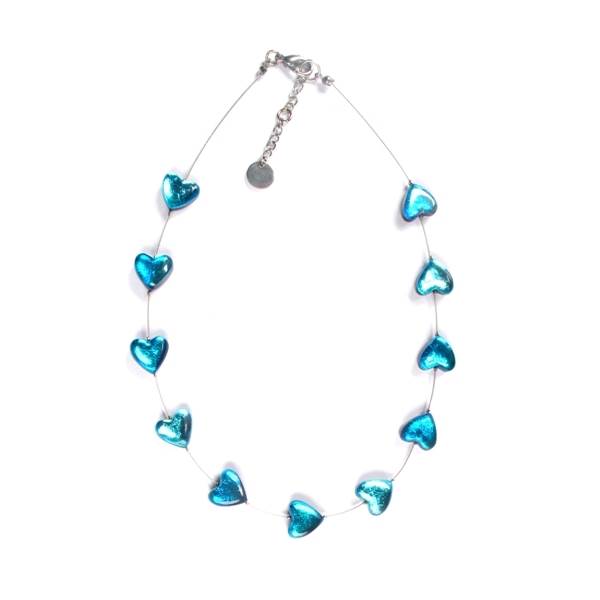 Aqua Heart Buttons Necklace | The Jewellery Stop
