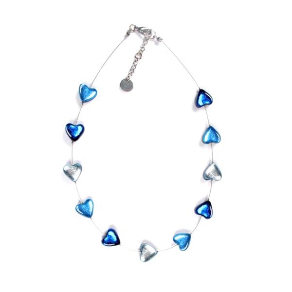 Navy Heart Buttons Necklace | The Jewellery Stop