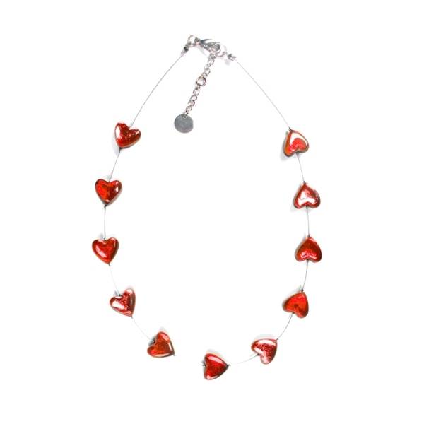 Red Heart Buttons Necklace | The Jewellery Stop