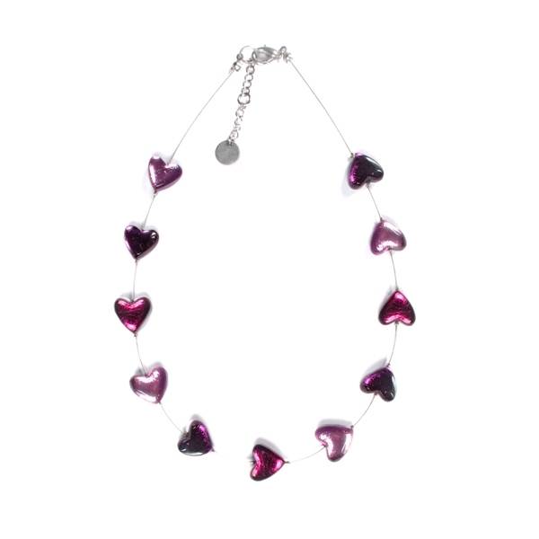 Violet Heart Buttons Necklace | The Jewellery Stop