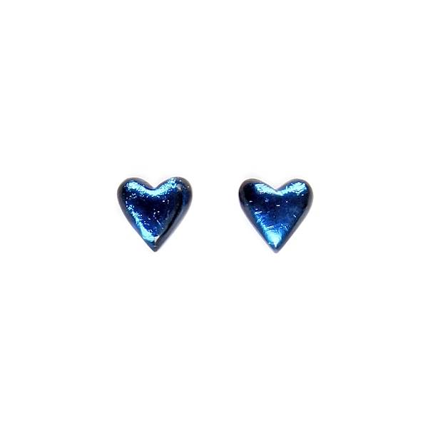 Navy Heart Stud Earrings | The Jewellery Stop