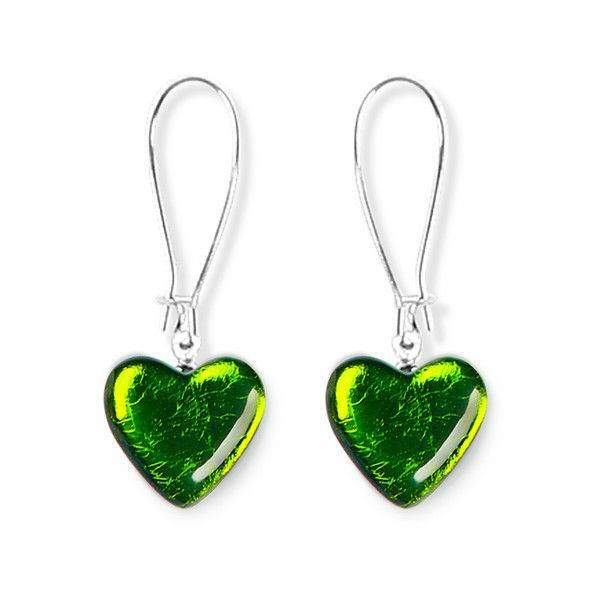 Moss Heart Long Hook Earrings | The Jewellery Stop