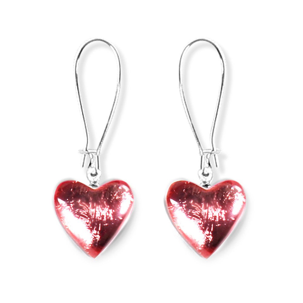 Rose Heart Long Hook Earrings | The Jewellery Stop