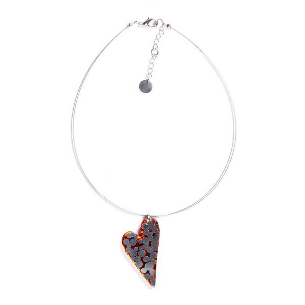 Orange Dalmatian Heart Pendant | The Jewellery Stop
