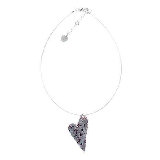 Purple Dalmatian Heart Pendant