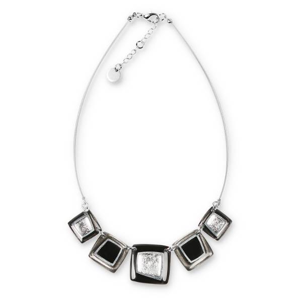 Black Irregular Squares Necklace | The Jewellery Stop