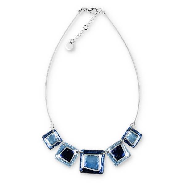 Navy Irregular Squares Necklace | The Jewellery Stop