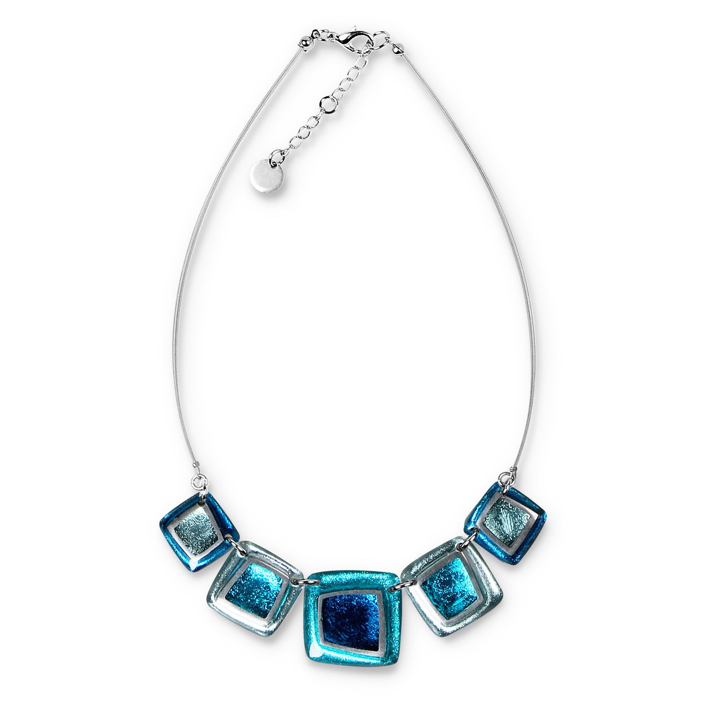 Teal Irregular Squares Necklace | The Jewellery Stop