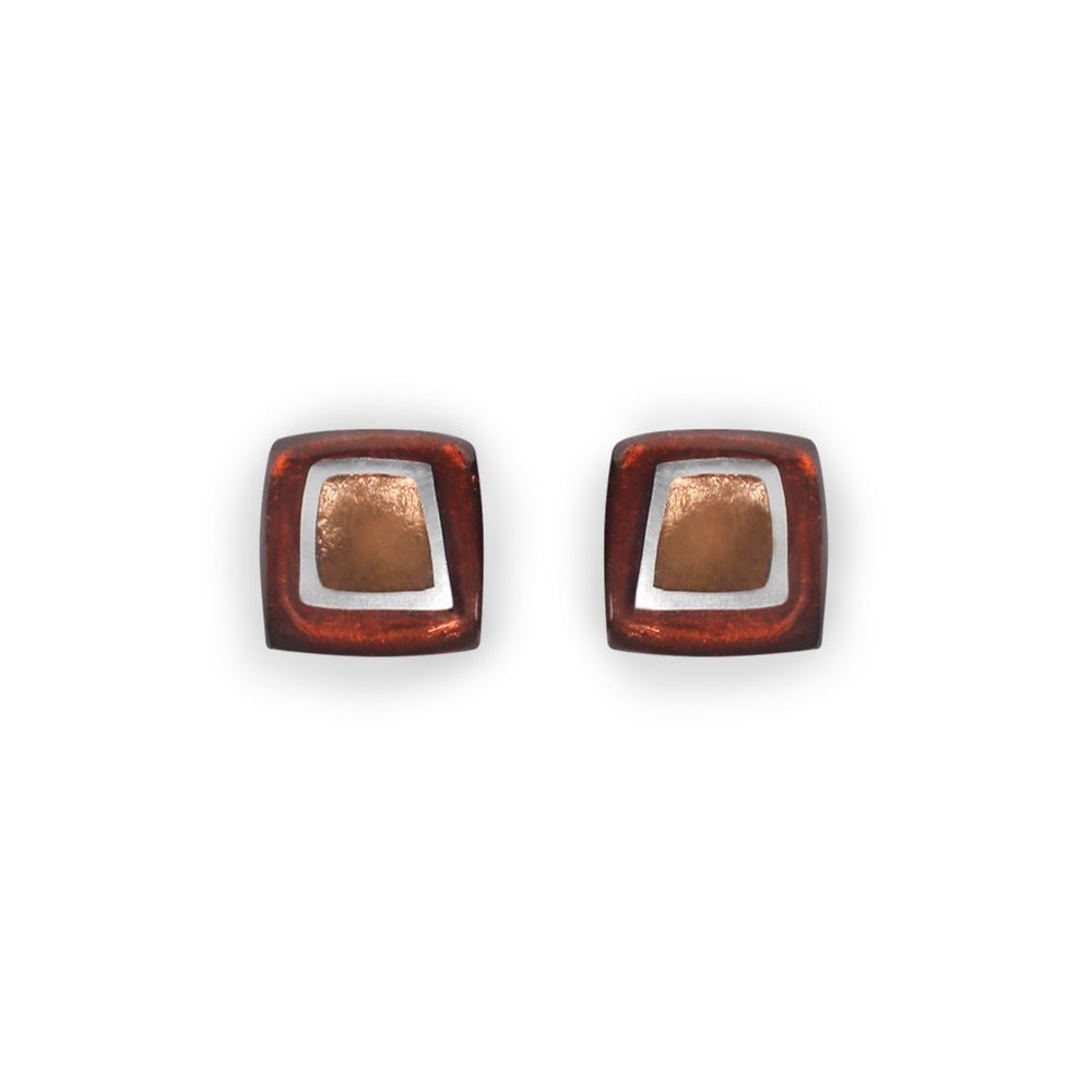 Amber Irregular Squares Stud Earrings | The Jewellery Stop