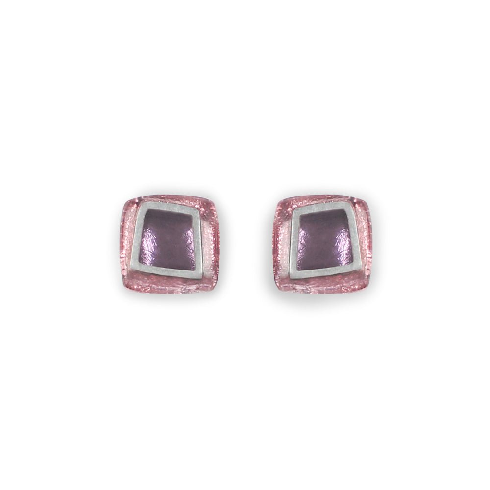 Blush Irregular Squares Stud Earrings | The Jewellery Stop