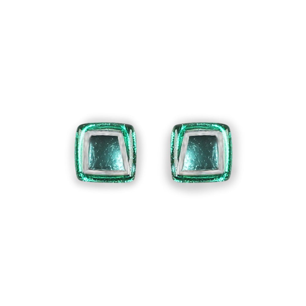 Emerald Irregular Squares Stud Earrings | The Jewellery Stop