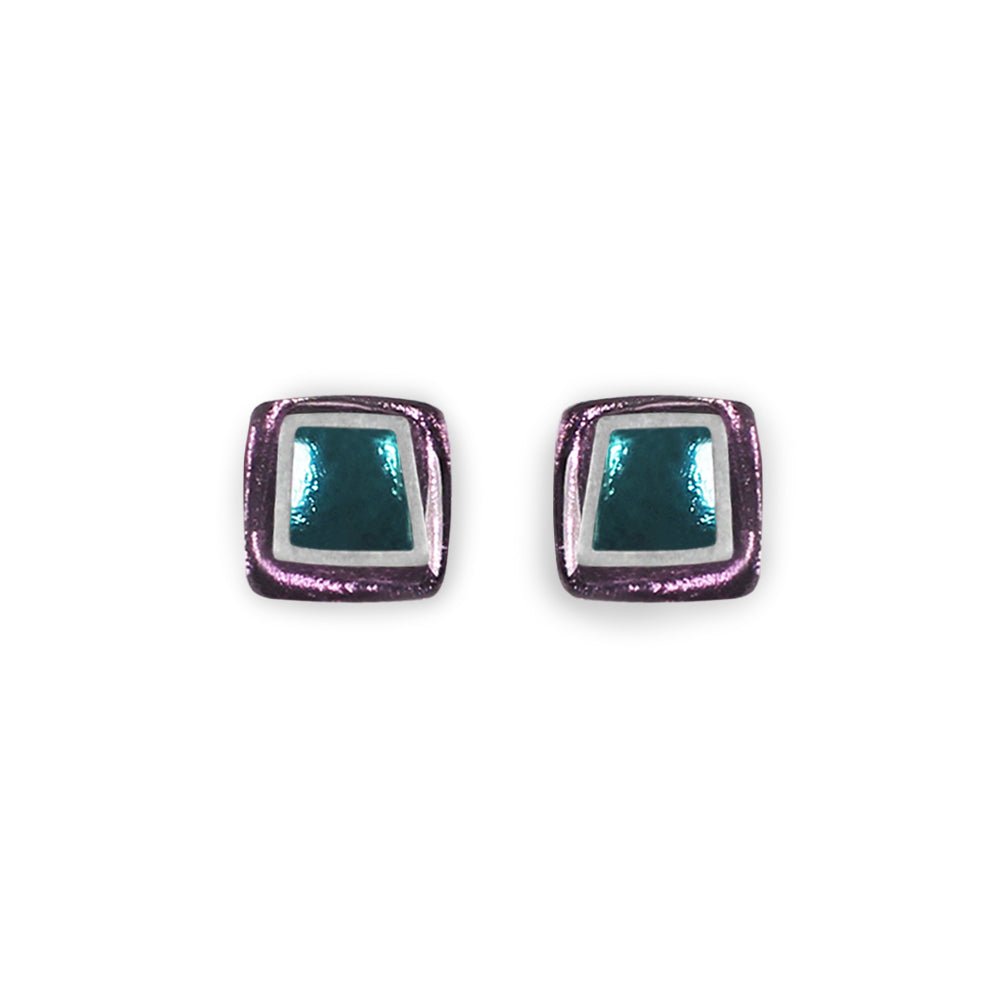Kingfisher Irregular Squares Stud Earrings | The Jewellery Stop