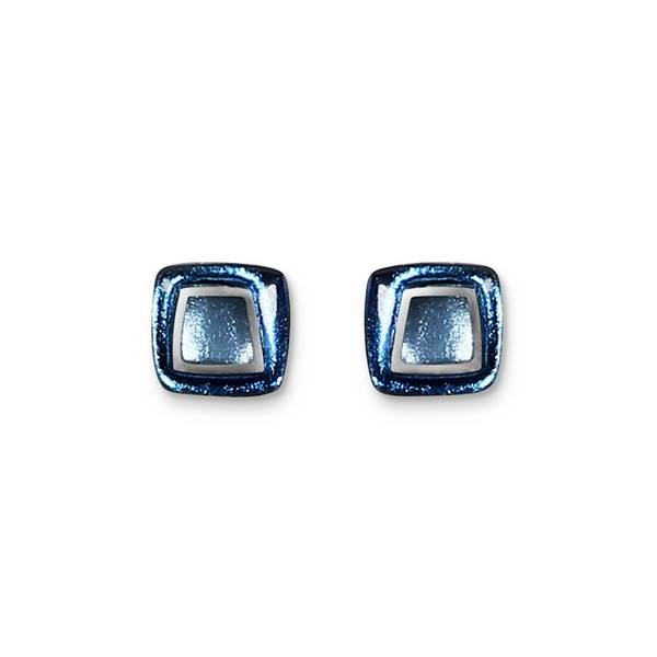 Navy Irregular Squares Stud Earrings | The Jewellery Stop