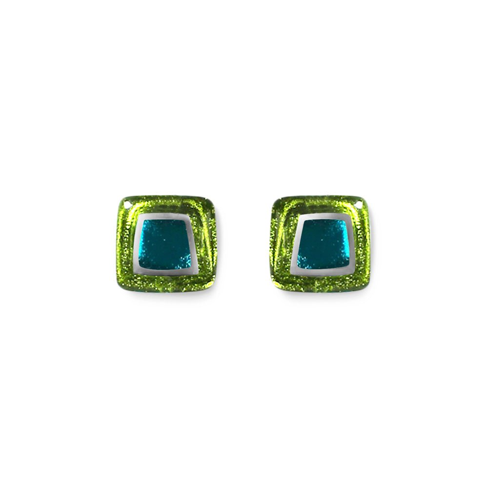 Seaweed Irregular Squares Stud Earrings | The Jewellery Stop
