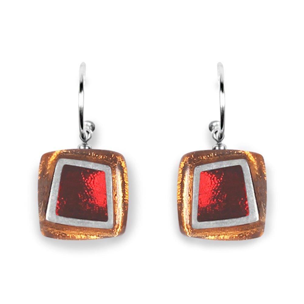 Chilli Irregular Squares Creole Earrings | The Jewellery Stop