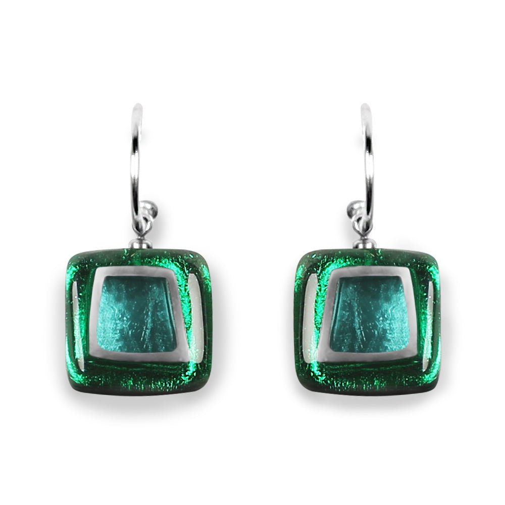 Emerald Irregular Squares Creole Earrings | The Jewellery Stop