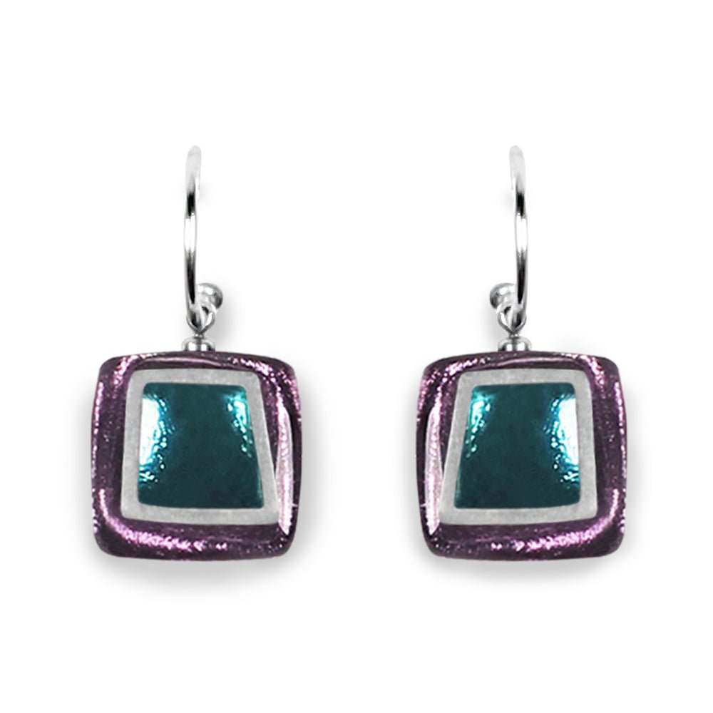 Kingfisher Irregular Squares Creole Earrings | The Jewellery Stop