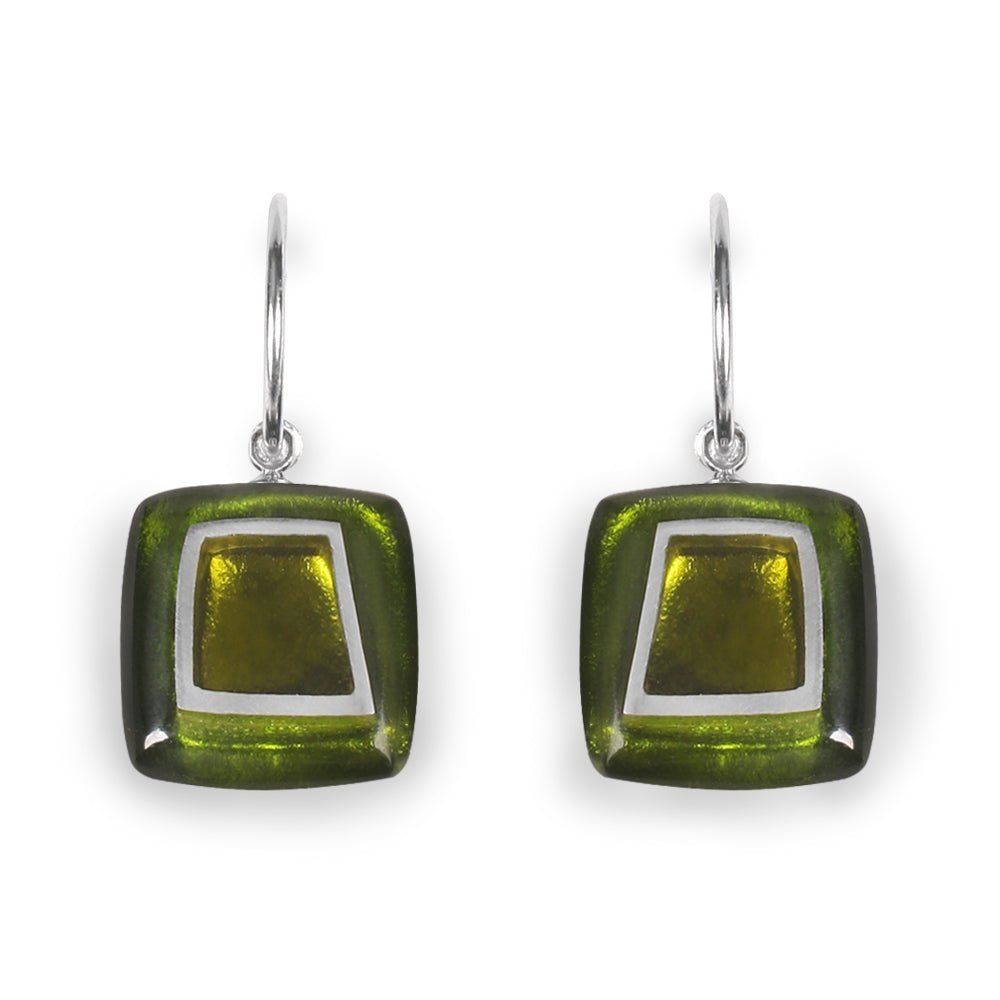 Olive Irregular Squares Creole Earrings | The Jewellery Stop