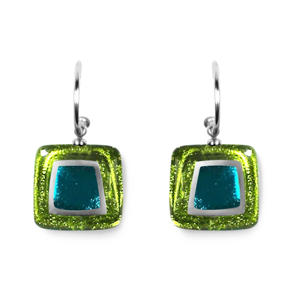 Seaweed Irregular Squares Creole Earrings | The Jewellery Stop
