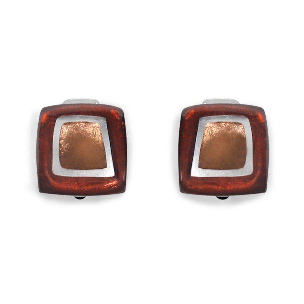 Amber Irregular Squares Clip Earrings | The Jewellery Stop