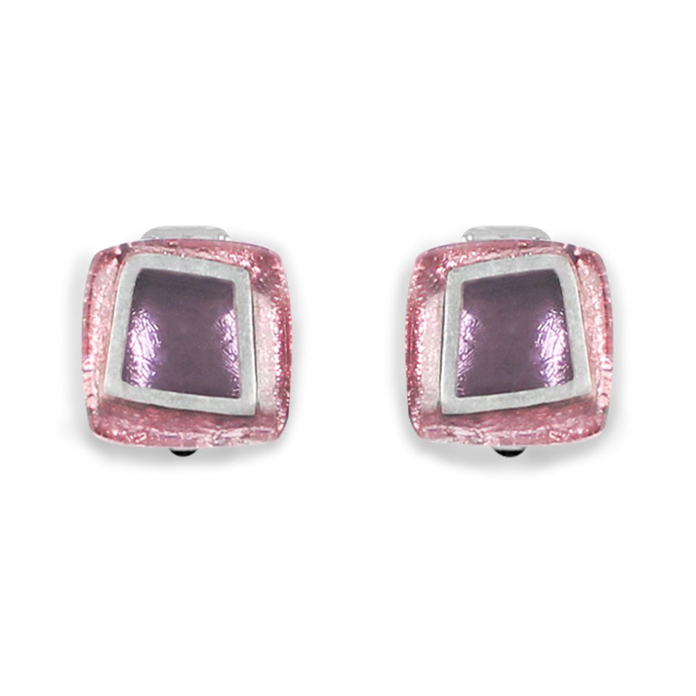 Blush Irregular Squares Clip Earrings | The Jewellery Stop