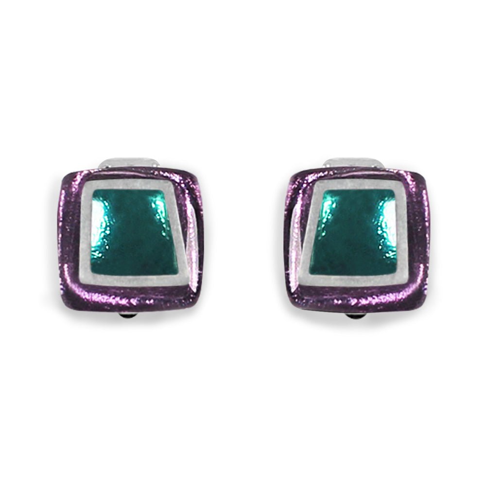 Kingfisher Irregular Squares Clip Earrings | The Jewellery Stop