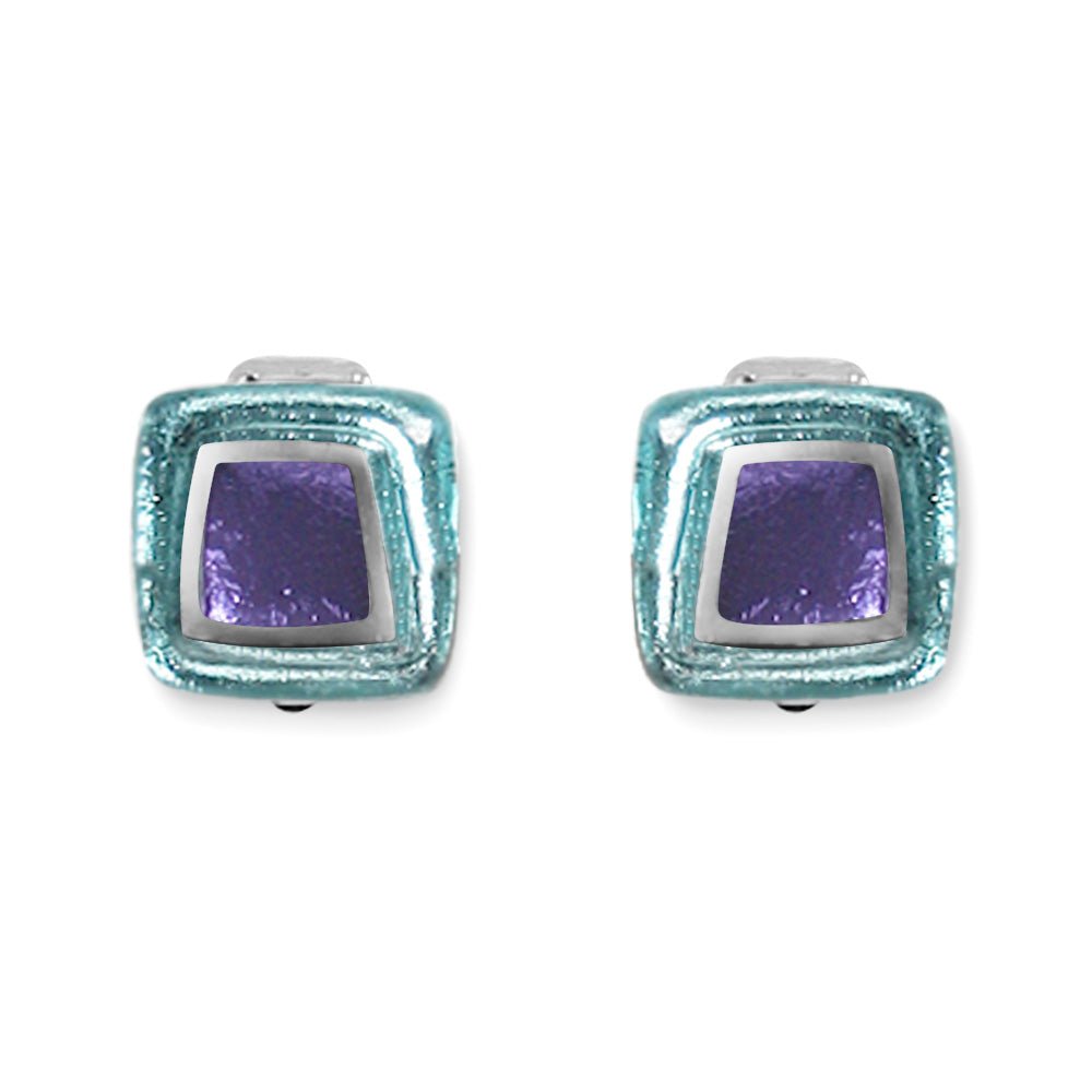 Ocean Mist Irregular Squares Clip Earrings | The Jewellery Stop