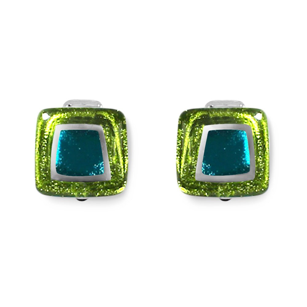 Seaweed Irregular Squares Clip Earrings | The Jewellery Stop