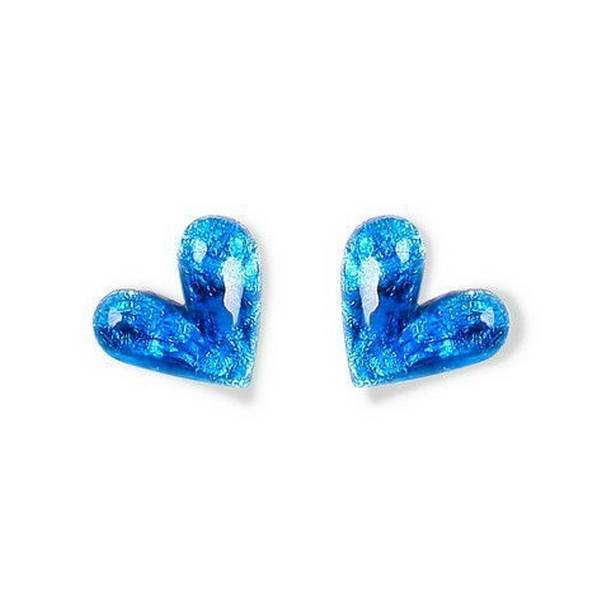 Navy Antique Heart Stud Earrings | The Jewellery Stop